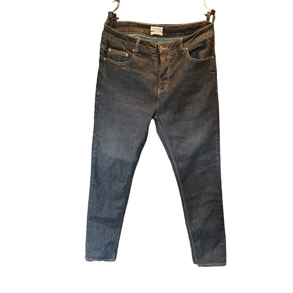 Absent Men's Blue Denim Jeans Tapered Leg 5-Pocket Mid Rise Size 34